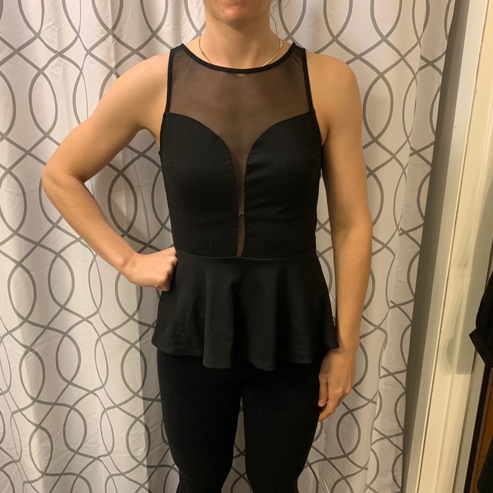 Peplum tank with mesh